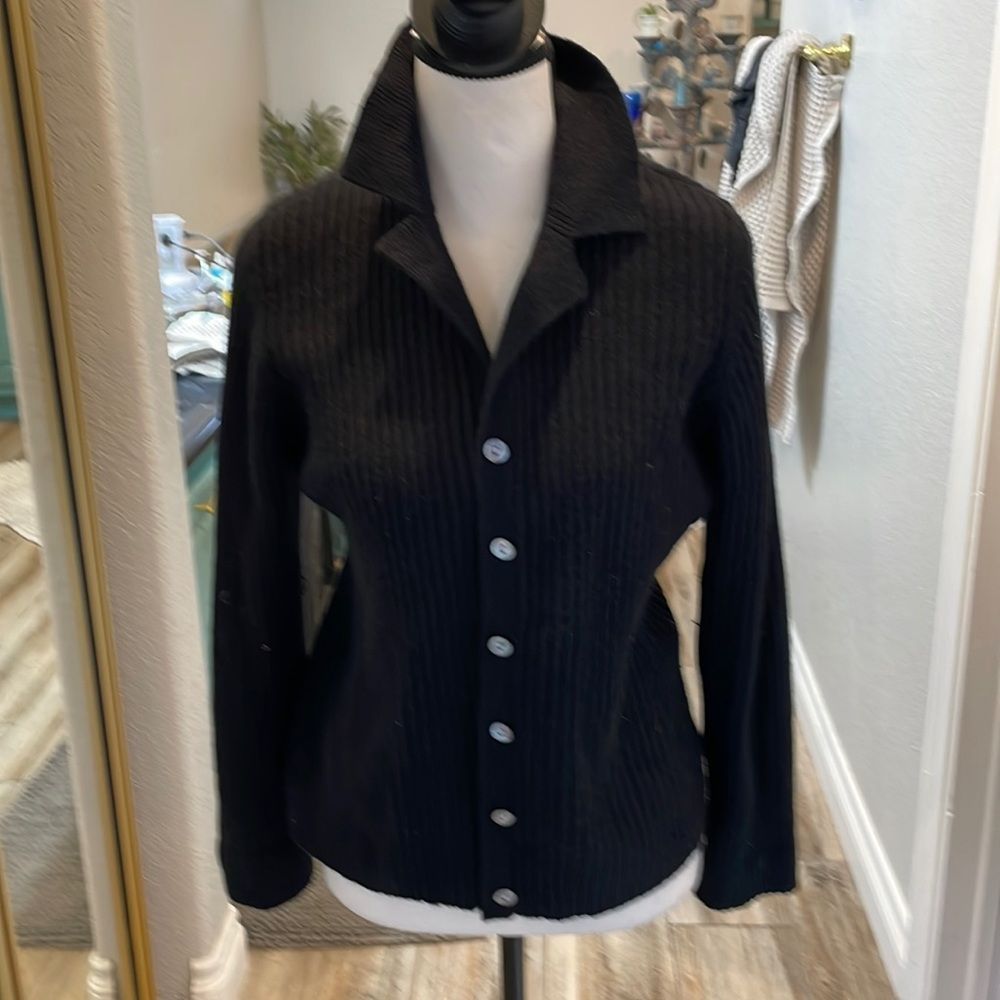 Style and Co. black cardigan, ribbed size large petite